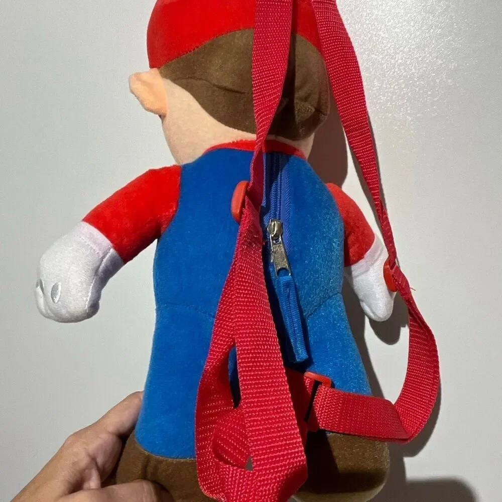 Nintendo Super Mario Plush Backpack Kids Red Blue Adjustable Straps Novelty‎ Bag